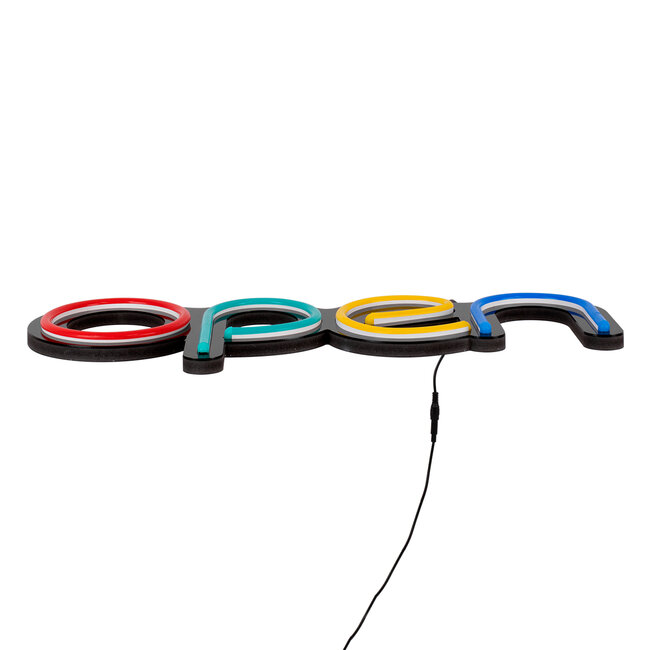 85856 Φωτιστικό Ταμπέλα Φωτεινή Επιγραφή NEON LED Σήμανσης Animated OPEN 30W AC 230V με Διακόπτη On/Off και Ασύρματο Χειριστήριο IR Κόκκινο - Πράσινο - Κίτρινο - Γαλάζιο - 4