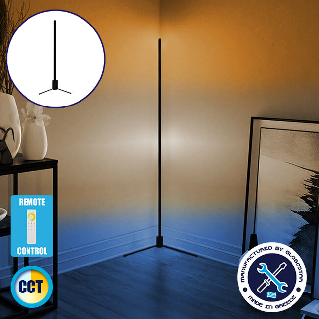 Μοντέρνο Minimal Επιδαπέδιο Μαύρο Φωτιστικό 100cm LED 16 Watt με Ασύρματο Χειριστήριο Αφής 2.4G RF & Dimmer CCT - Ψυχρό - Ημέρας - Θερμό  ALIEN Design GLOBO-100-10