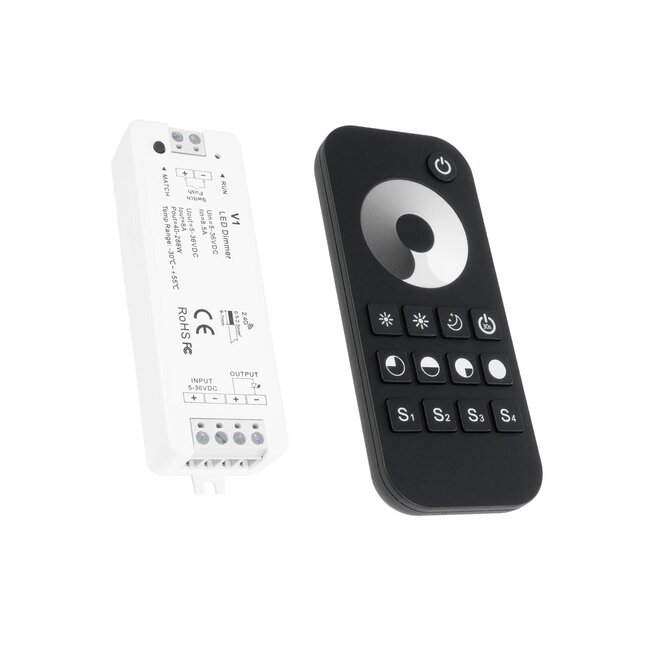73118 RT1+V1 SKYDANCE ΣΕΤ Dimmer & Ασύρματο Χειριστήριο Αφής 1 Group RF 2.4Ghz 8A Max DC 5-36V (288W) - DC 3V IP20 - 5 Χρόνια Εγγύηση