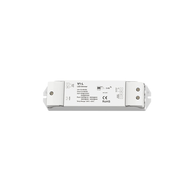71568 V1-L SKYDANCE DC RF 2.4Ghz Dimmer High Speed Controller & Push Dimming 1 Κανάλι DC 12-48V 1 x 15A 480W - Max 15A 480W - IP20 Μ17.5 x Π4.5 x Υ2.5cm - 5 Years Warranty - 7