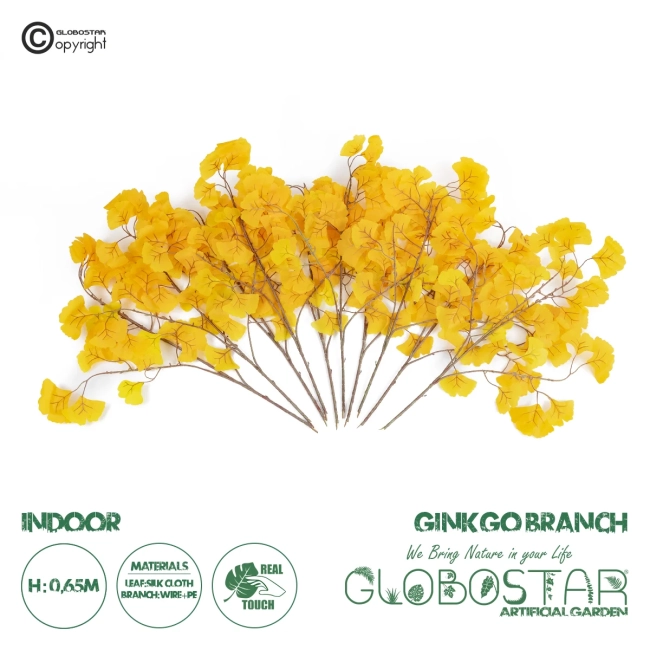 Artificial Garden GINKGO BRANCH 20229 10 x Τεχνητά Διακοσμητικά Κλαδία Γκίγκο Π50 x Υ65cm
