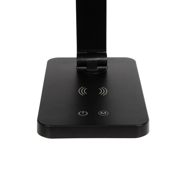 TEBLA 60482 Μοντέρνο Επιτραπέζιο Φωτιστικό Γραφείου με Ασύρματη Φόρτιση 5W 1A LED 5W 500lm 120° AC 220-240V IP20 Ρυθμιζόμενο Λευκό CCT με Αφή 2700K/4500K/6000K Dimmable - Bridgelux SMD Chip - Μαύρο - Μ11 x Π31 x Υ52cm - 2 Χρόνια Εγγύηση - 7