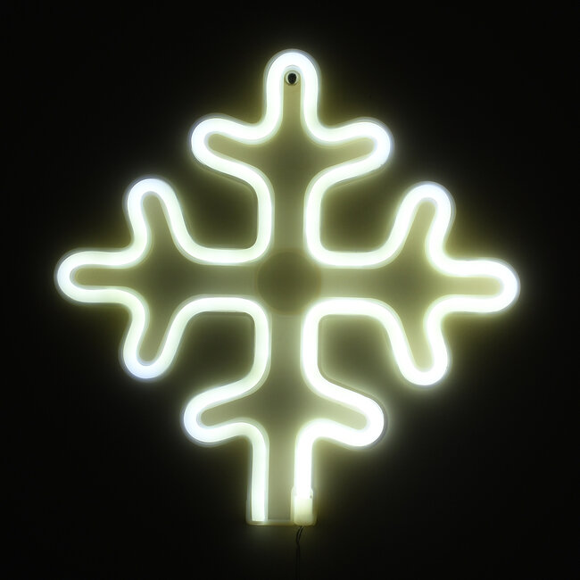 78581 Φωτιστικό Ταμπέλα Φωτεινή Επιγραφή NEON LED Σήμανσης SNOWFLAKE 5W με Καλώδιο Τροφοδοσίας USB - Μπαταρίας 3xAAA (Δεν Περιλαμβάνονται) - Ψυχρό Λευκό 6000K - 5