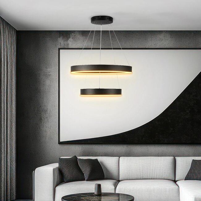kelvo® VENOM KLV-101-0196 Κρεμαστό Φωτιστικό Οροφής LED 75W 7500lm 120° AC 220-240V IP20 Ρυθμιζόμενο Λευκό CCT με Χειριστήριο από 2700K έως 6000K Dimmable - Lumileds SMD Chip - Μαύρο Ματ - Μ60 x Π60 x Υ40cm - 3 Χρόνια Εγγύηση