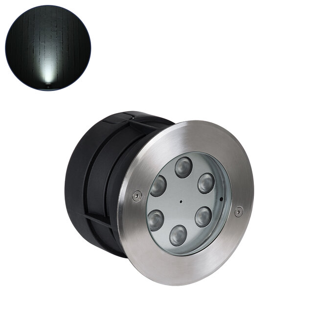 UNDERWATER-YUNI 90418 Υποβρύχιο Χωνευτό Φωτιστικό Σποτ Ειδικό για Σιντριβάνια LED 6W 600lm 30° DC 24V Αδιάβροχο IP68 Φ15 x Υ10cm Ψυχρό Λευκό 6000K - Ανοξείδωτο Ατσάλι - 3 Years Warranty