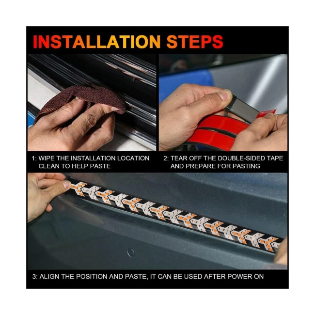 81734 Car Backlit LED Strip Εύκαμπτη Ταινία 100cm Σήμανσης DRL Αυτοκινήτου 3 Προγραμμάτα Φωτισμού LED SMD 5050 12W DC 9-30V Αδιάβροχη IP65 Πορτοκαλί - Κόκκινο - 2 Χρόνια Εγγύηση - 9