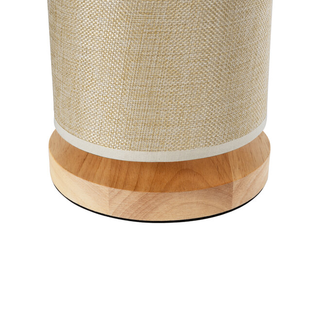 VALVERDE 02040 Μοντέρνο Επιτραπέζιο Φωτιστικό Μονόφωτο 1 x E27 AC220-240V IP20 - Φ15 x Υ30cm - Μπεζ Ξύλινη Βάση με Μπεζ ΠλεκτόΚαπέλο - 5 Χρόνια Εγγύηση - 4