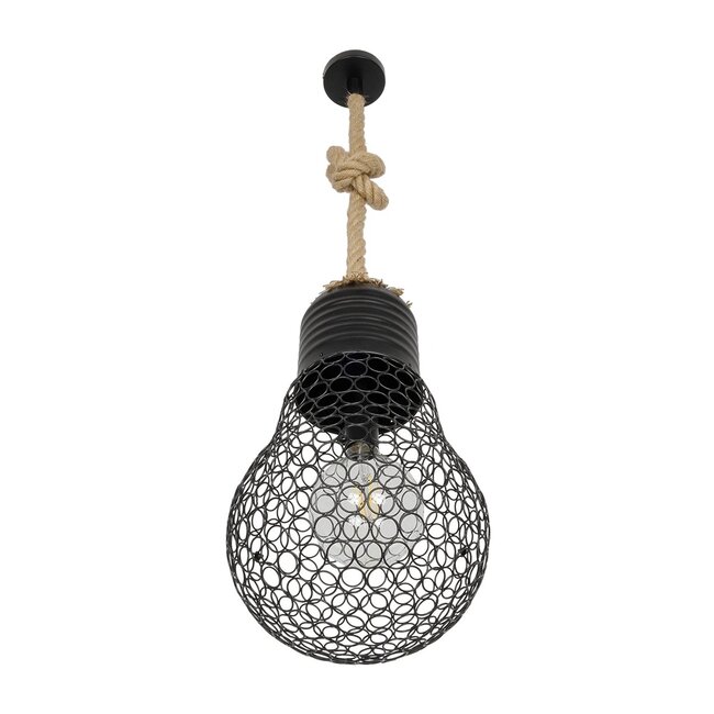 URBAN 999-0192 Vintage Κρεμαστό Φωτιστικό Οροφής με Ντουί 1 x E27 AC 220-240V IP20 - Μαύρο & Μπεζ - Μ28 x Π28 x Υ80cm - 4