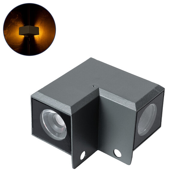WALLDONA 90730 Γωνιακό Φωτιστικό LED 10W 1050lm 10° DC 24V Αδιάβροχο IP66 Ultra Θερμό Λευκό 2200K Dimmable - CREE XPE Chip - Γκρι Ανθρακί - Μ8 x Π8 x Υ6cm - 3 Χρόνια Εγγύηση