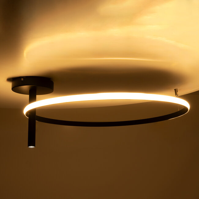 VERONA 61223 Φωτιστικό Οροφής Δαχτυλίδι-Κύκλος LED CCT 36W 4032lm 360° AC 220-240V - Εναλλαγή Φωτισμού μέσω Διακόπτη On/Off All In One Ψυχρό 6000k+Φυσικό 4500k+Θερμό 2700K Φ60 x Υ23cm - Μαύρο - 7