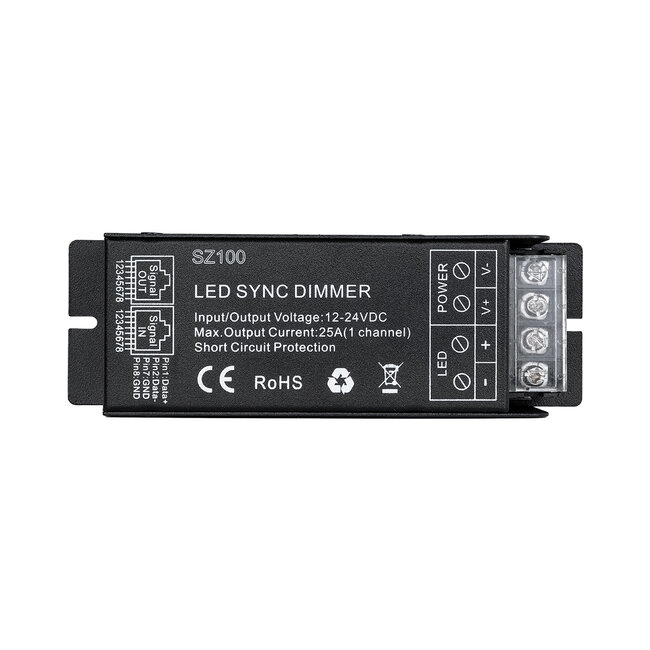73311 DC RF 2.4Ghz Controller & Dimmer 1 Κανάλι DC 12-24V 25A MAX 600W IP 20 Μ12.7 x Π4 x Υ3.2cm με Χειριστήριο RF 2.4Ghz SYNC - 4
