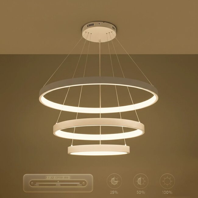 kelvo® NEMESIS KLV-101-0221 Κρεμαστό Φωτιστικό Οροφής LED 120W 12000lm 180° AC 220-240V IP20 Ρυθμιζόμενο Λευκό CCT με Χειριστήριο από 2700K έως 6000K Dimmable - Lumileds SMD Chip - Λευκό Ματ - Μ80 x Π80 x Υ80cm - 3 Χρόνια Εγγύηση - 14