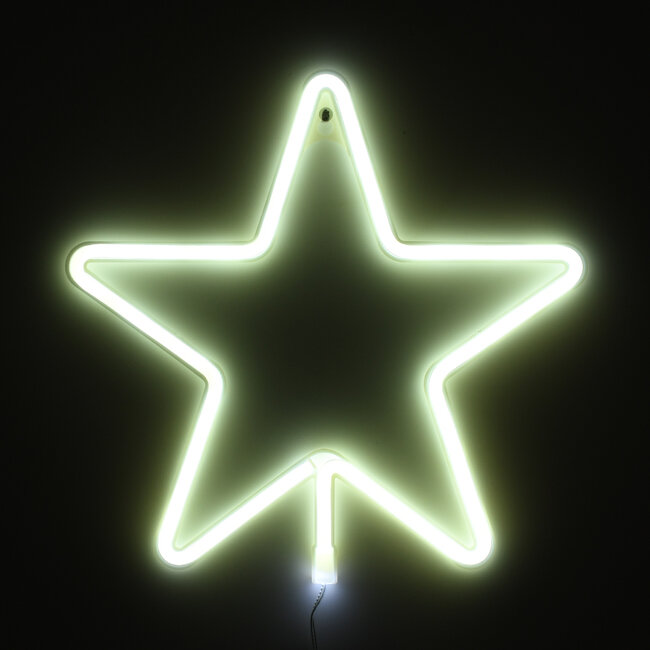 78584 Φωτιστικό Ταμπέλα Φωτεινή Επιγραφή NEON LED Σήμανσης STAR 5W με Καλώδιο Τροφοδοσίας USB - Μπαταρίας 3xAAA (Δεν Περιλαμβάνονται) - Ψυχρό Λευκό 6000K - 5