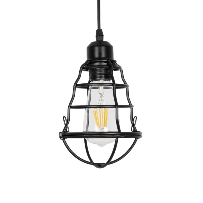 ALDO 999-0096 Vintage Κρεμαστό Φωτιστικό Οροφής με Ντουί 1 x E27 AC 220-240V IP20 - Μαύρο - Μ15 x Π15 x Υ24cm - 4