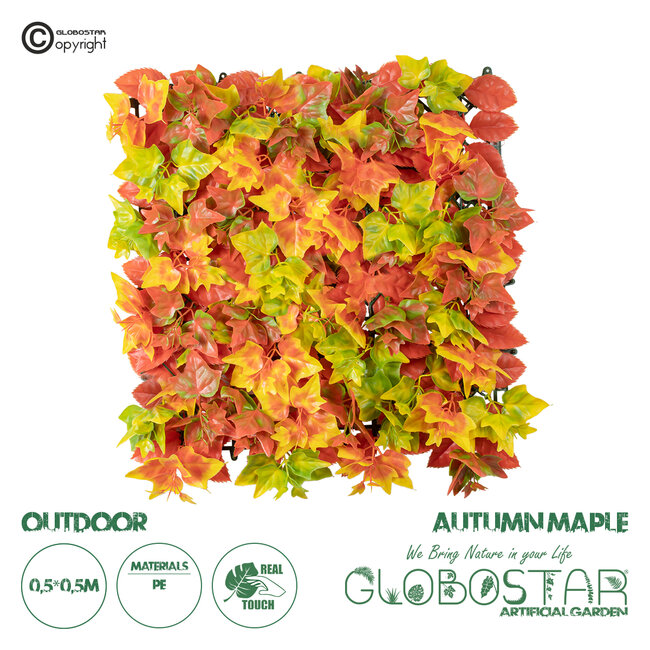 Artificial Garden AUTUMN MAPLE 20349 Τεχνητό Διακοσμητικό Πάνελ Φυλλωσιάς - Κάθετος Κήπος σύνθεση Φθινοπωρινός Σφένδαμος Μ50 x Π50 x Υ10cm