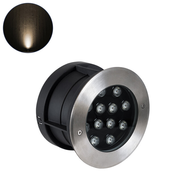 UNDERWATER-JULIA 90568 Υποβρύχιο Χωνευτό Φωτιστικό Σποτ Ειδικό για Σιντριβάνια LED 12W 1080lm 15° DC 24V Αδιάβροχο IP68 Φ18 x Υ11.2cm Θερμό Λευκό 2700K - Ανοξείδωτο Ατσάλι - 3 Years Warranty