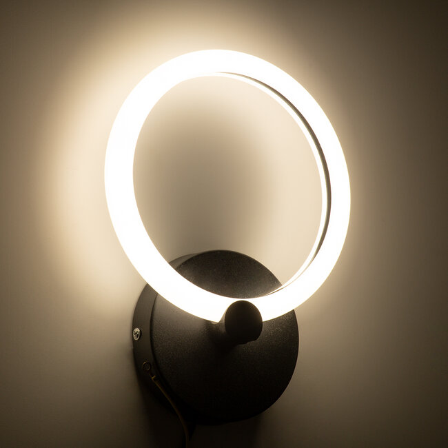 MATILDA 61339 Φωτιστικό Τοίχου - Απλίκα Design LED CCT 8W 960lm 360° AC 220-240V - Εναλλαγή Φωτισμού μέσω Διακόπτη On/Off All In One Ψυχρό 6000k+Φυσικό 4500k+Θερμό 2700k Μ20 x Π5 x Υ25.5cm - Μαύρο - 7