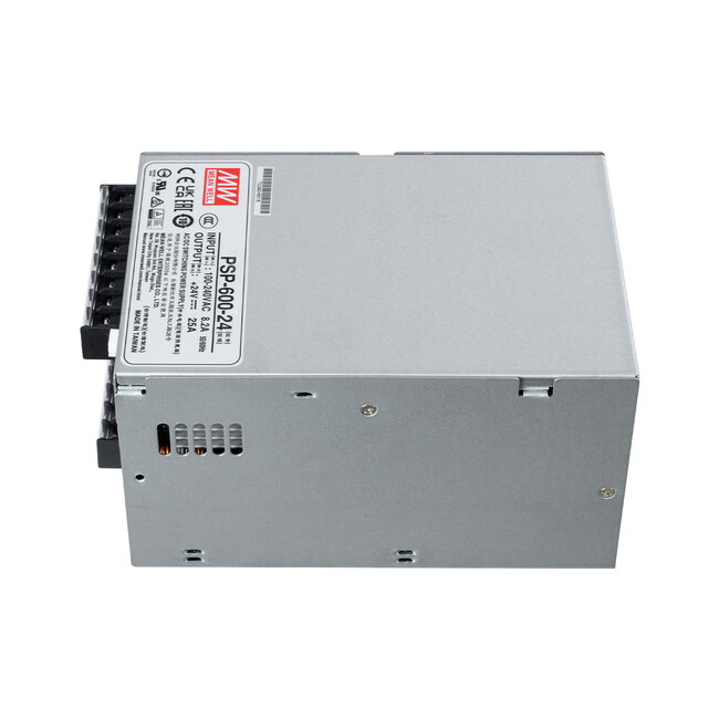 PSP-600-24 90791 MEANWELL Ρυθμιζόμενο Μεταλλικό Τροφοδοτικό PELV για Προϊόντα LED 600W 25A - AC 220-240V σε DC 24V - Ρυθμιζόμενο από 20VDC έως 26.4VDC - IP20 Μ17 x Π12 x Υ9.3cm - 3 Years Warranty - 4