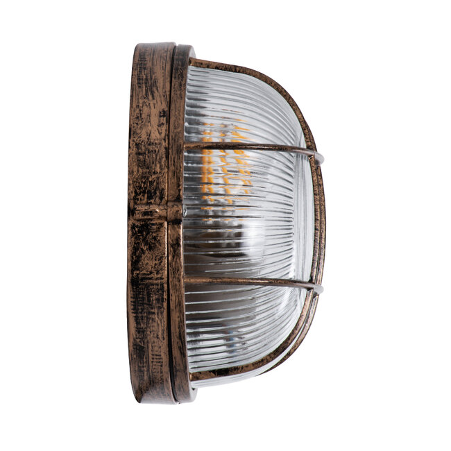 BOATLIGHT 61587 Vintage Industrial Φωτιστικό Τοίχου - Απλίκα - Καραβοχελώνα Εξωτερικού Χώρου Μονόφωτο 1 x E27 AC220-240V Αδιάβροχο IP65 - Σώμα Αλουμινίου & Tempered Glass - Φ17.5 x Υ9cm - Αντικέ Μπρονζέ - Στρόγγυλο - 5 Years Warranty - 4