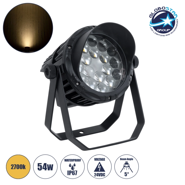 FLOODKARA 90818 Προβολέας Σποτ Wall Washer με Αντιθαμβωτική Γρίλια LED 54W 6480lm 5° DC 24V Αδιάβροχο IP67 Θερμό Λευκό 2700K Dimmable - CREE XPE Chip - Γκρι Ανθρακί - Μ28 x Π32 x H27cm - 3 Χρόνια Εγγύηση