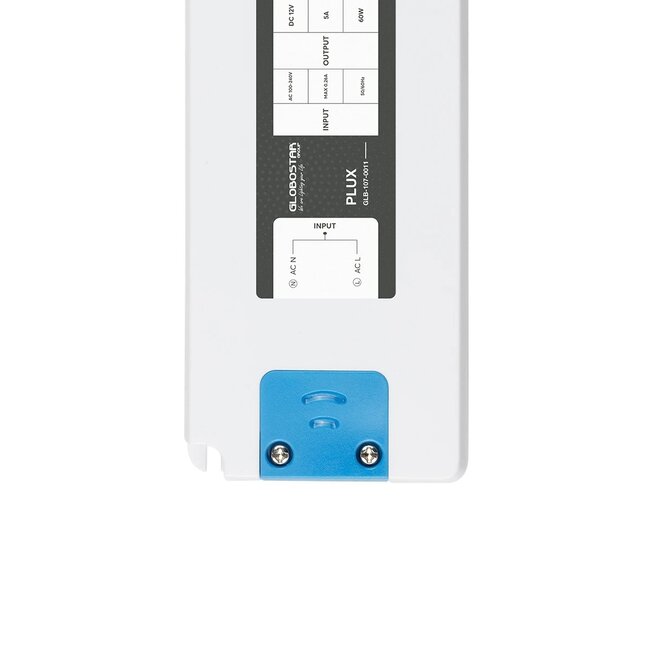 PLUX GLB-107-0011 Τροφοδοτικό/Μετασχηματιστής Class II SELV 60W 5A AC 220-240V σε DC 12V IP20 - Λευκό Ματ - Μ18.5 x Π6.4 x Υ2.2cm - 3 Χρόνια Εγγύηση - 4