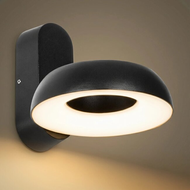 LINEART GLB-103-0037 Φωτιστικό Τοίχου / Απλίκα LED 12W 1080lm 120° AC 220-240V Αδιάβροχο IP65 Θερμό Λευκό 2700K - Sanan SMD Chip - Μαύρο Ματ - Μ16 x Π20 x Υ15cm - 3 Χρόνια Εγγύηση - 2