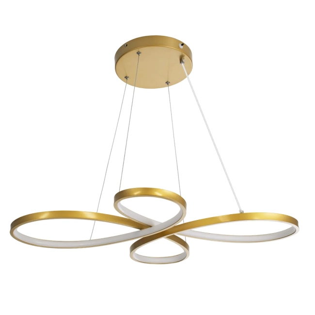 BUTTERFLY 61393 Μοντέρνο Κρεμαστό Φωτιστικό Οροφής LED 75W 7500lm 300° AC 220-240V IP20 Ρυθμιζόμενο Λευκό CCT με Χειριστήριο από 2700K έως 6000K Dimmable - Lumileds SMD Chip - Χρυσό Βούρτσας - Μ70 x Π55 x Υ4cm - 3 Χρόνια Εγγύηση - 4