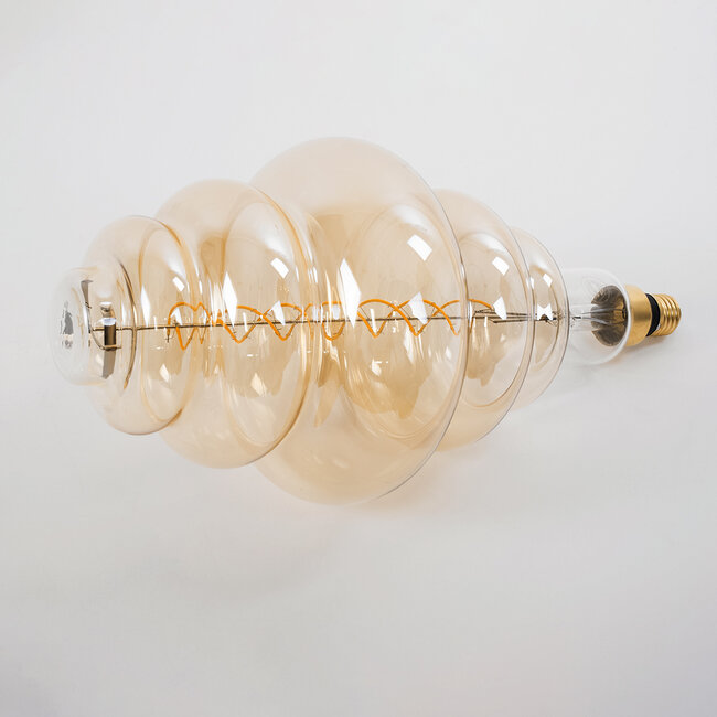 99172 Λάμπα LED Soft S Spiral Filament E27 BH200 GRAPES Γλόμπος 8W 560lm 360° AC 220-240V IP20 Φ20 x Υ41cm Ultra Θερμό Λευκό 2200K με Μελί Γυαλί - Dimmable - 3 Χρόνια Εγγύηση