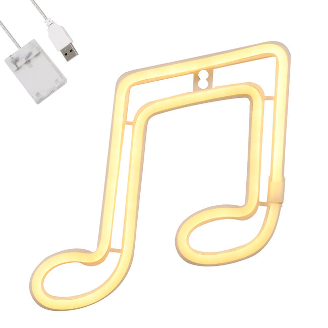 78568 Φωτιστικό Ταμπέλα Φωτεινή Επιγραφή NEON LED Σήμανσης MUSIC NOTE 5W με Καλώδιο Τροφοδοσίας USB - Μπαταρίας 3xAAA (Δεν Περιλαμβάνονται) - Θερμό Λευκό 2700K - 2