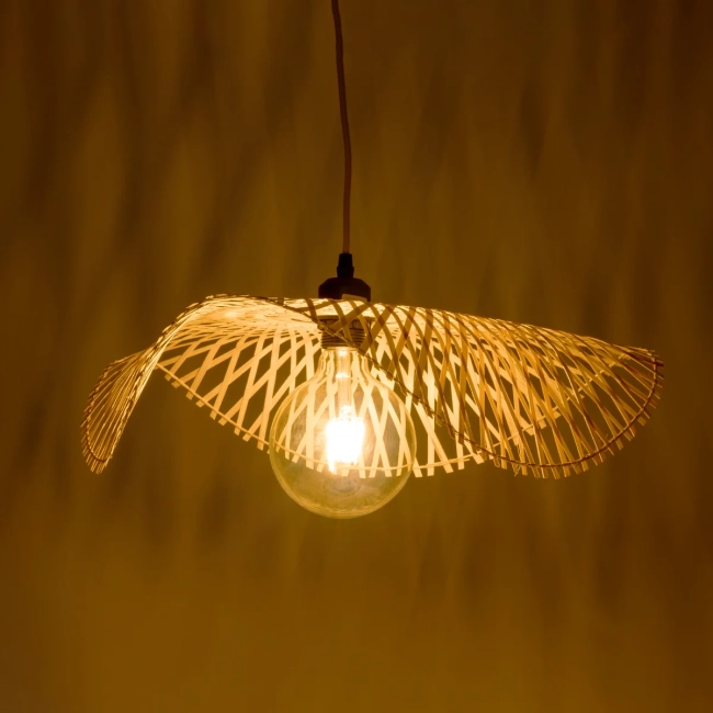  MELEMELE 01840 Boho Κρεμαστό Φωτιστικό Οροφής με Ντουί 1 x E27 AC 220-240V IP20 - Μπεζ - Μ50 x Π50 x Υ7cm - 3
