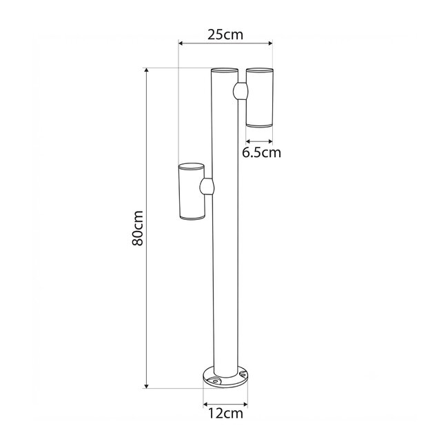 STEM GLB-103-0013 Φωτιστικό Κολωνάκι Κήπου LED 24W 2160lm 60° AC 220-240V Αδιάβροχο IP65 Θερμό Λευκό 2700K - Sanan SMD Chip - Μαύρο Ματ - Μ12 x Π25 x Υ80cm - 3 Χρόνια Εγγύηση - 5