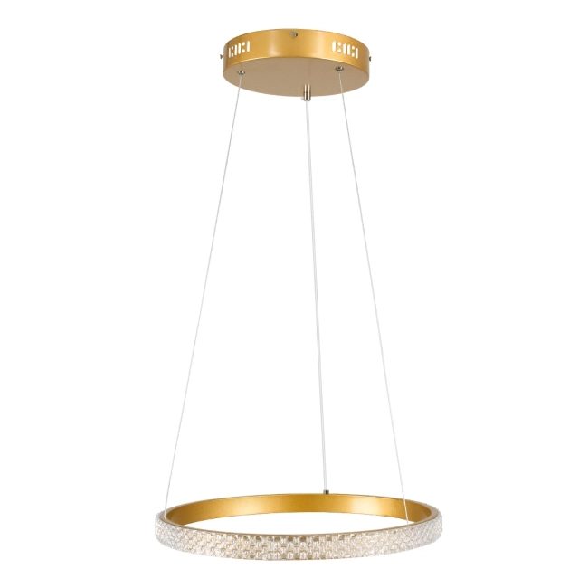 DIAMOND 61129 Μοντέρνο Κρεμαστό Φωτιστικό Οροφής LED 30W 3513lm 360° AC 220-240V IP20 Ρυθμιζόμενο Λευκό CCT με Χειριστήριο από 2700K έως 6000K Dimmable - Lumileds SMD Chip - Χρυσό Βούρτσας - Μ40 x Π40 x Υ3cm - 3 Χρόνια Εγγύηση - 4