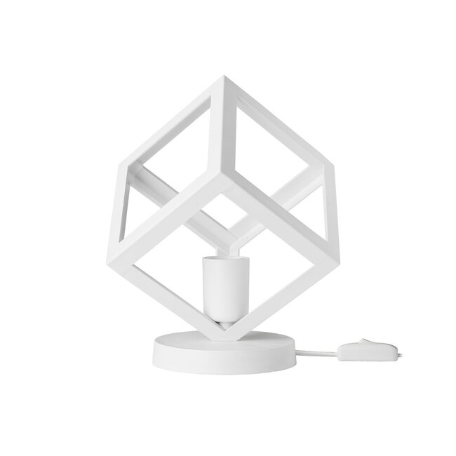 DISE 203-0273 Μοντέρνο Eπιτραπέζιο Φωτιστικό Μονόφωτο 1 x E27 IP20 Λευκό Πλαστικό - Μ18 x Π18 x Υ22cm