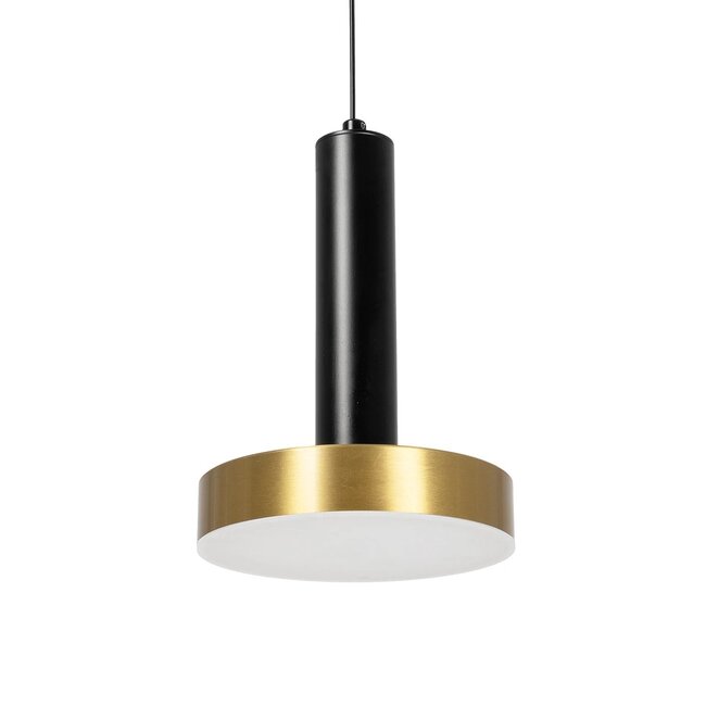 kelvo® ZANE KLV-101-0349 Κρεμαστό Φωτιστικό Οροφής LED 18W 1800lm 120° AC 220-240V IP20 Ρυθμιζόμενο Λευκό CCT με Χειριστήριο από 2700K έως 6000K Dimmable - Lumileds SMD Chip - Σατινέ Χρυσό Βούρτσας & Μαύρο Ματ - Μ15 x Π15 x Υ20cm - 3 Χρόνια Εγγύηση - 8
