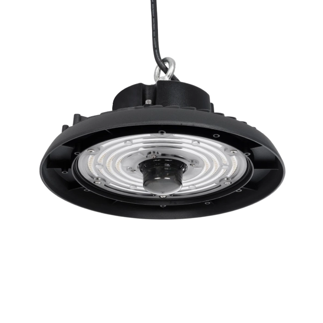 INDUSTRY 61705 Βιομηχανικό Φωτιστικό Καμπάνα High Bay UFO Τεχνολογίας Smart Group Linkable Control System 2.4Ghz με Αισθητήρα Κίνησης Microwave LED 150W 22500lm SDCM<5 90° AC 85-265V Αδιάβροχο IP65 IK08 Μαύρο Χυτό Αλουμίνιο - Φυσικό Λευκό 5000K - 275 x Sanan Opto SMD Chip & TÜV SÜD Driver - 4