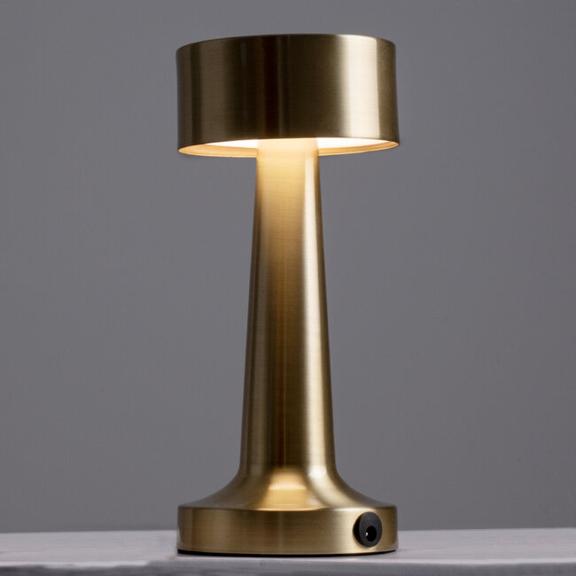 BELLA 76506 Μοντέρνο Επιτραπέζιο Φωτιστικό Πορτατίφ LED 1.5W 105lm 120° DC 5V Επαναφορτιζόμενο με Μπαταρία 1800mAh - Διακόπτη Αφής με 3 Εντάσεις Φωτισμού Θερμό Λευκό 2700K Dimmable - Φ9 x 21cm - Χρυσό