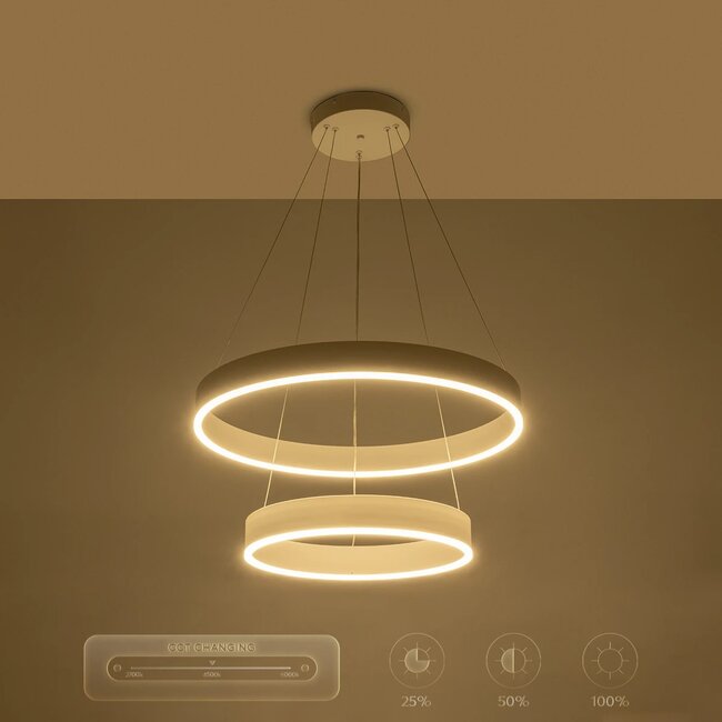 kelvo® VENOM KLV-101-0197 Κρεμαστό Φωτιστικό Οροφής LED 75W 7500lm 120° AC 220-240V IP20 Ρυθμιζόμενο Λευκό CCT με Χειριστήριο από 2700K έως 6000K Dimmable - Lumileds SMD Chip - Λευκό Ματ - Μ60 x Π60 x Υ40cm - 3 Χρόνια Εγγύηση - 14