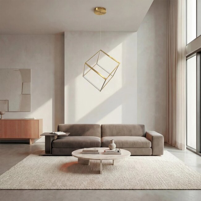 kelvo® KIBOO KLV-101-0262 Κρεμαστό Φωτιστικό Οροφής LED 36W 3600lm 360° AC 220-240V IP20 Ρυθμιζόμενο Λευκό CCT με Χειριστήριο από 2700K έως 6000K Dimmable - Lumileds SMD Chip - Χρυσό Πλατίνα - Μ40 x Π40 x Υ40cm - 3 Χρόνια Εγγύηση - 2