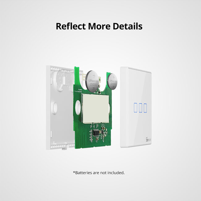 80067 SONOFF T2EU3C-RF - 433MHz Wireless Smart Wall Touch Button Switch 3 Way - RF Series - 12