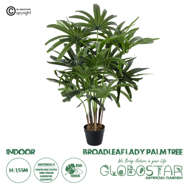 Artificial Garden BROADLEAF LADY PALM TREE 20386 Τεχνητό Διακοσμητικό Φυτό Πλατύφυλλος Φοίνικας Μπαμπού Υ120cm