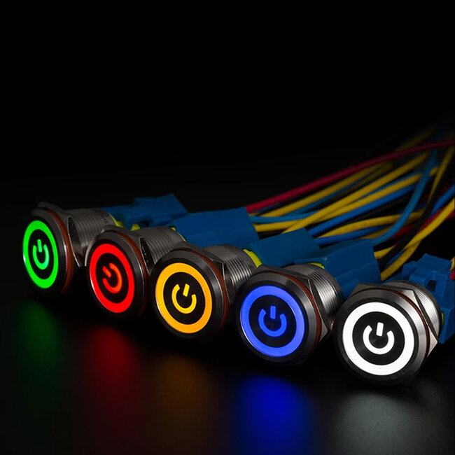 70775 LED Φωτιζόμενος Διακόπτης Χωνευτός - Μπουτόν PUSH On Ανοξείδωτος AC 220-240V Αδιάβροχο IP67 Φ18mm με Angel Eye Ψυχρό Λευκό 6000K - 5