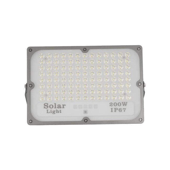 LUMOVOX 73068 Προβολέας LED 200W 10000lm 120° DC 5V με Φωτοβολταϊκό Panel 5V 12W & Επαναφορτιζόμενη Μπαταρία Li-ion 3.2V 10000mAh Αδιάβροχο IP65 Ψυχρό Λευκό 6000K - 180 x SMD2835 Sanan Chip - Γκρι Ανθρακί - Μ29 x Π0 x Υ19cm - 2 Χρόνια Εγγύηση - 5