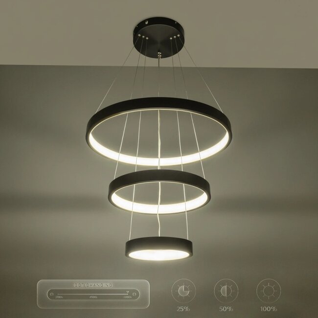 kelvo® NEMESIS KLV-101-0217-V2 Κρεμαστό Φωτιστικό Οροφής LED 100W 10000lm 180° AC 220-240V IP20 Ρυθμιζόμενο Λευκό CCT με Χειριστήριο από 2700K έως 6000K Dimmable - Lumileds SMD Chip - Μαύρο Ματ - Μ60 x Π60 x Υ60cm - 3 Χρόνια Εγγύηση - 15
